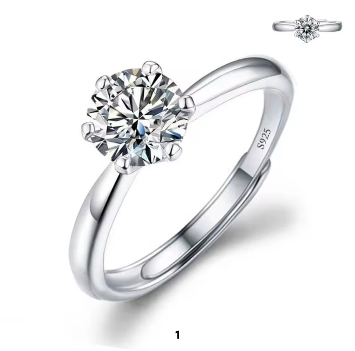 ARKAION 925  MOSSANITE COPPER  IMITATION DIAMOND ZIRCON RING